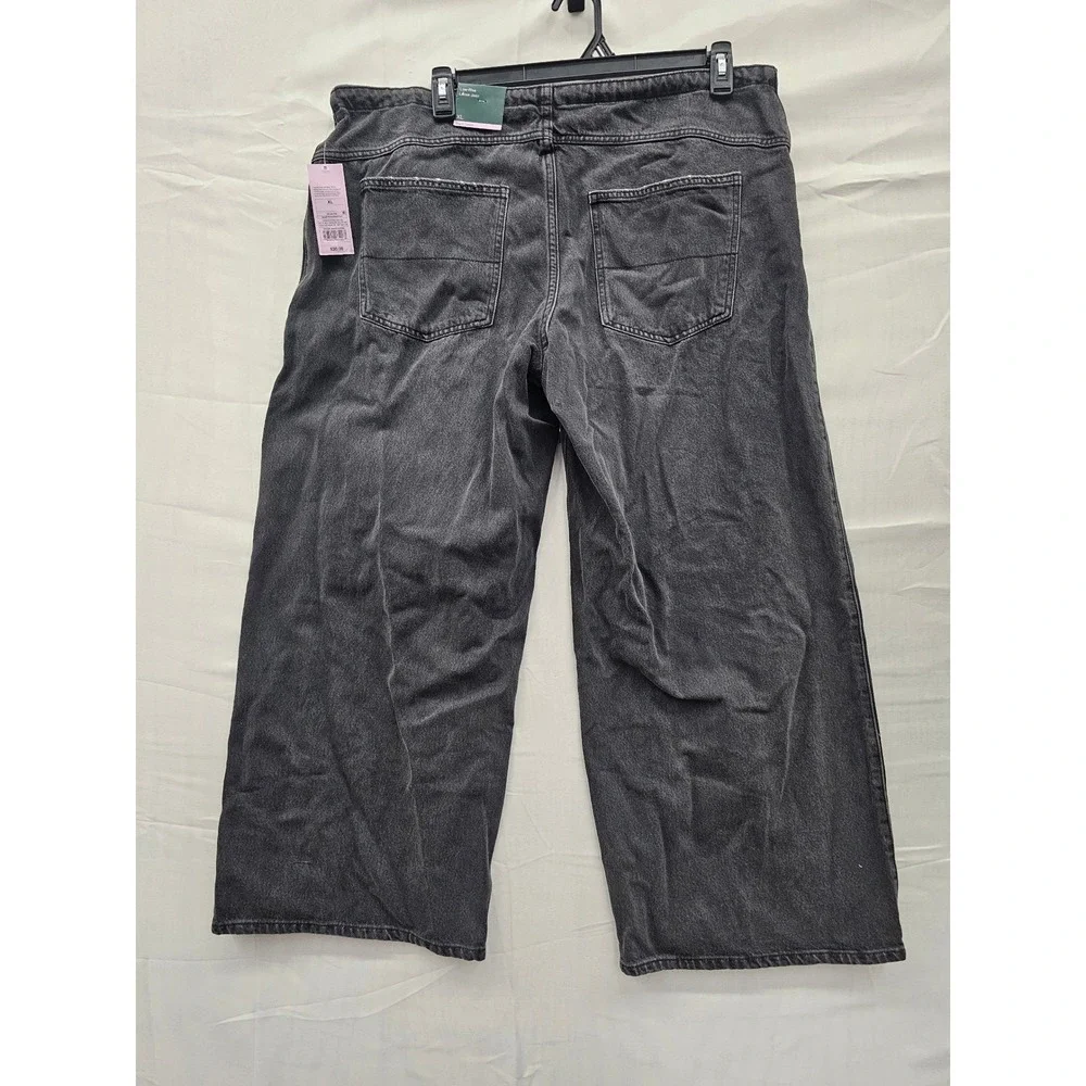 Wild Fable Low-Rise Loose Jean XL Black Wash Rigid Denim Wide Leg Drawstring NWT